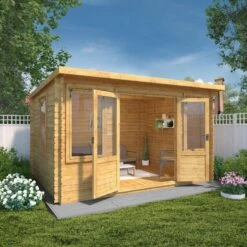 Mercia 13x10 Pent Tongue & Groove Cabin With Double Door -Garden Care Shop mercia 13x10 pent tongue groove cabin with double door5029442002453 02i bq
