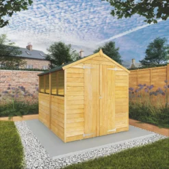 Mercia 8x6 Ft Apex Overlap Wooden 2 Door 4 Windows Shed With Floor -Garden Care Shop mercia 8x6 ft apex overlap wooden 2 door 4 windows shed with floor5029442075129 01i