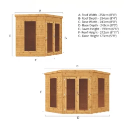 Mercia Corner 8x8 Ft Flat Shiplap Wooden Summer House With Double Door -Garden Care Shop mercia corner 8x8 ft flat shiplap wooden summer house with double door5029442076553 01t