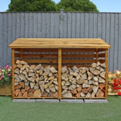 Mercia Double Wooden Log Store -Garden Care Shop mercia double wooden log store5029442012629 02c