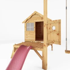 Mercia Snug Wooden Swing Set & Slide -Garden Care Shop mercia snug wooden swing set slide5029442008264 02i
