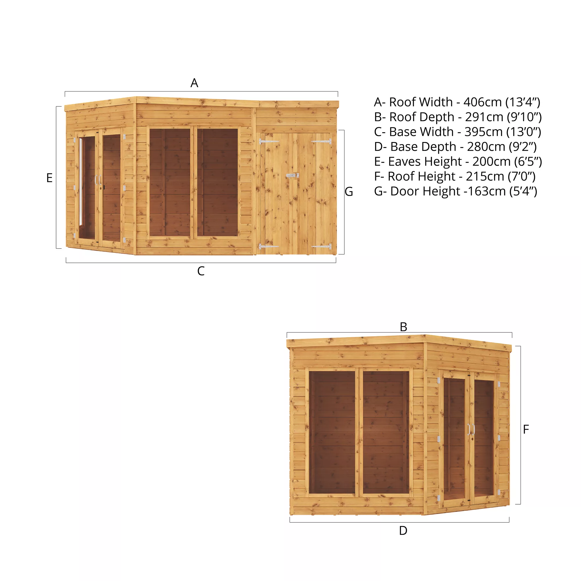 Mercia Summer House 13x9 Ft Pent Shiplap Solid Wood Summer House With Double Door 9 Mercia Summer House 13x9 Ft Pent Shiplap Solid Wood Summer House With Double Door - Image 9