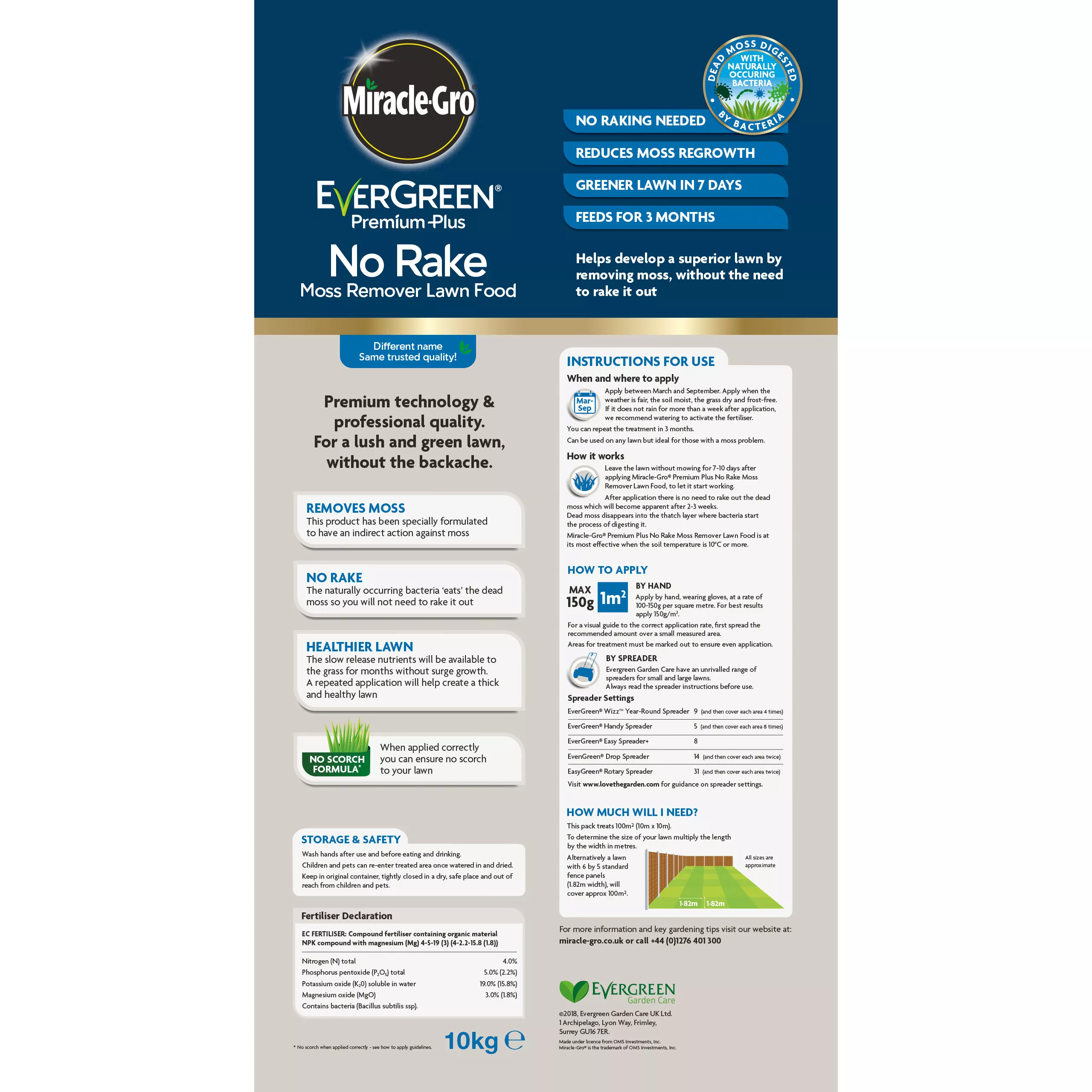 Miracle-Gro No Rake Lawn Fertiliser Granules 200m² 20kg 2 Miracle-Gro No Rake Lawn Fertiliser Granules 200m² 20kg - Image 2