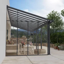 Palram - Canopia 3 Series Grey Patio Cover Side Wall, (L)2.57m (H)3.05m -Garden Care Shop palram canopia 3 series grey patio cover side wall l 2 57m h 3 05m7290108137217 03i bq