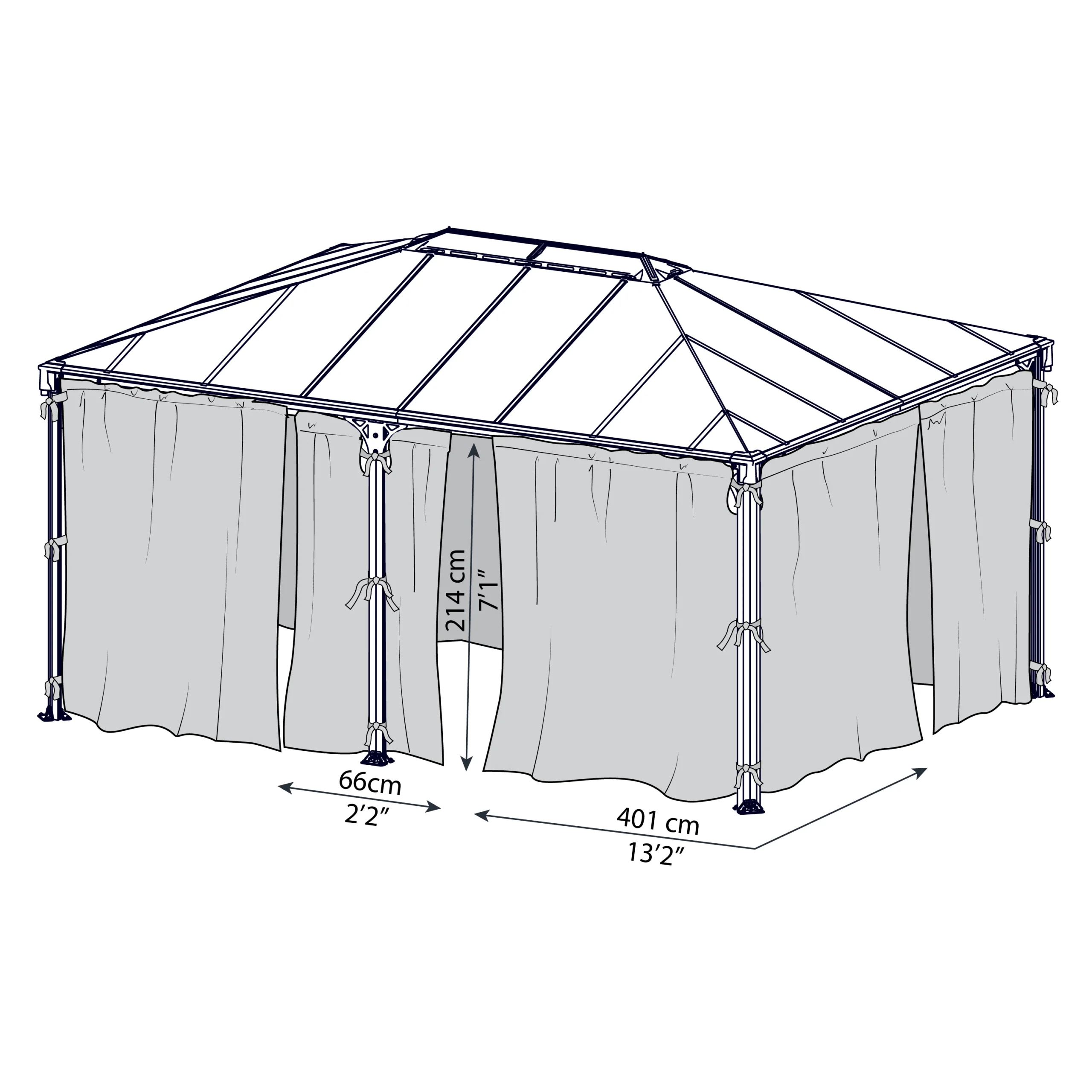 Palram - Canopia 4/5K Grey Polyester (PES) Gazebo Net (L)2170mm (W)4650mm 2 Palram - Canopia 4/5K Grey Polyester (PES) Gazebo Net (L)2170mm (W)4650mm - Image 2