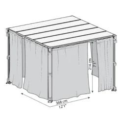 Palram - Canopia 4K Series Grey Polyester (PES) Gazebo Curtain, Pack Of 6 (L)2170mm (W)4010mm -Garden Care Shop palram canopia 4k series grey polyester pes gazebo curtain pack of 6 l 2170mm w 4010mm7290108133714 01t