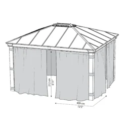 Palram - Canopia Dallas Grey Polyester (PES) Gazebo Curtain, Pack Of 4 (L)2120mm (W)4090mm -Garden Care Shop palram canopia dallas grey polyester pes gazebo curtain pack of 4 l 2120mm w 4090mm7290108602678 01t