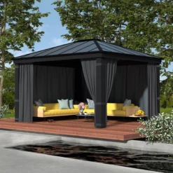 Palram - Canopia Dallas Grey Polyester (PES) Gazebo Curtain, Pack Of 4 (L)2120mm (W)4400mm -Garden Care Shop palram canopia dallas grey polyester pes gazebo curtain pack of 4 l 2120mm w 4400mm7290108602692 01i