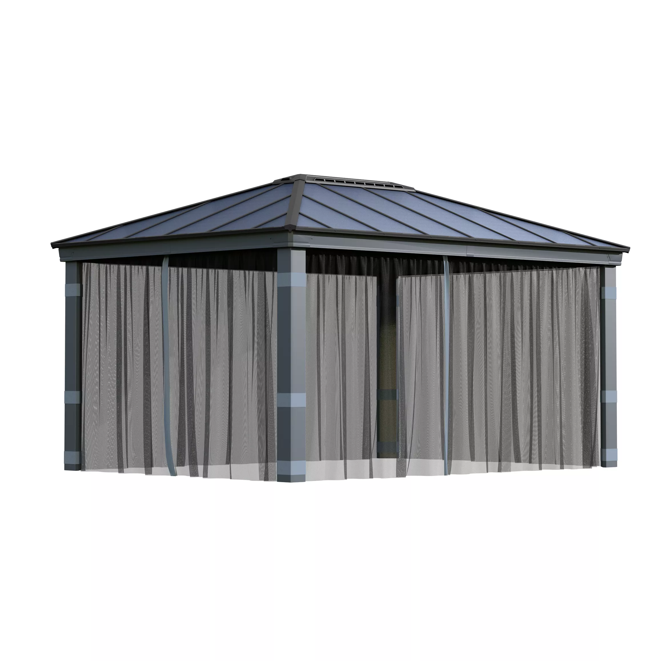 Palram - Canopia Dallas Grey Polyester (PES) Gazebo Netting, Pack Of 4 (L)2120mm (W)4400mm 1 Palram - Canopia Dallas Grey Polyester (PES) Gazebo Netting, Pack Of 4 (L)2120mm (W)4400mm