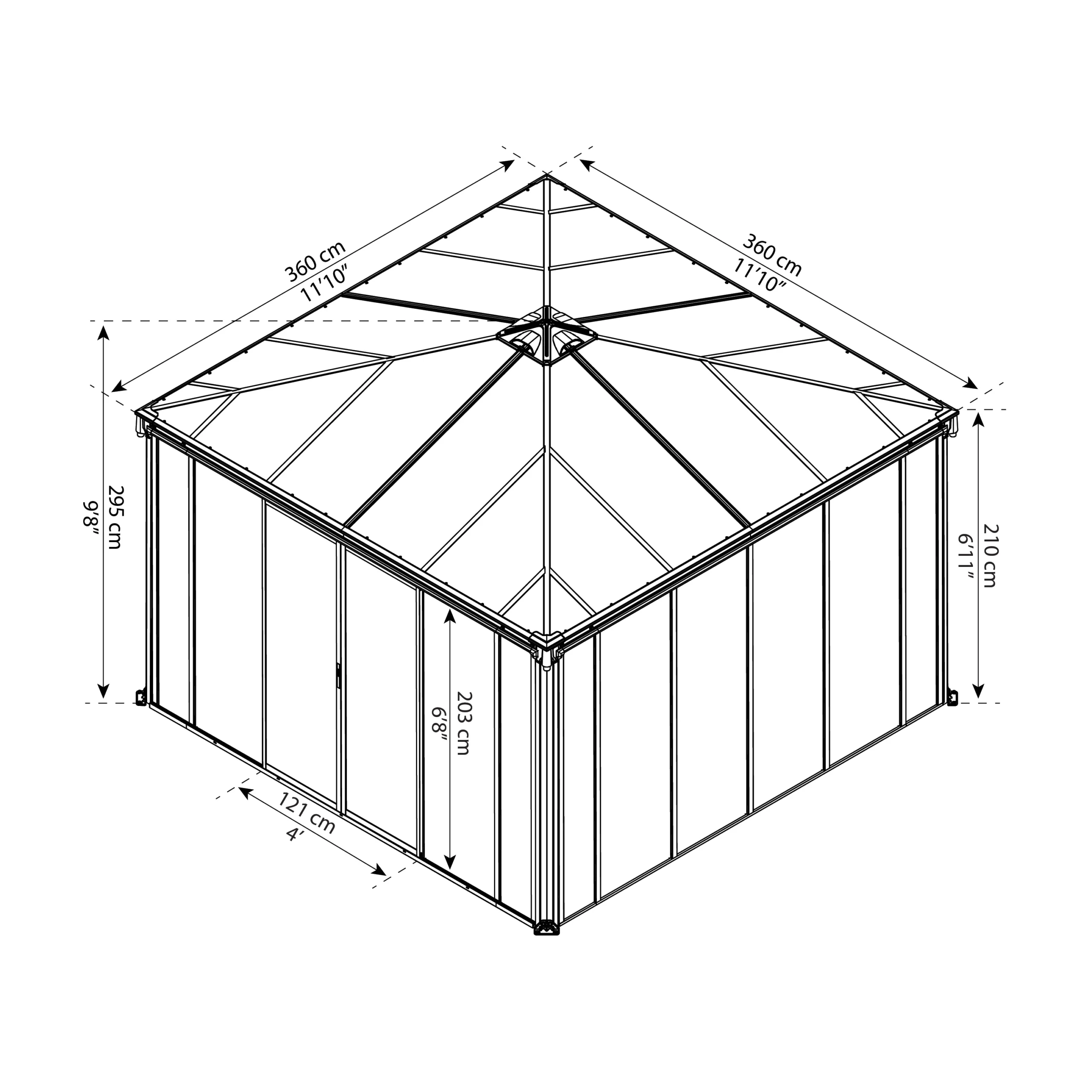 Palram - Canopia Ledro Grey Rectangular Gazebo, (W)3.6m (D)3.6m - Assembly Required 3 Palram - Canopia Ledro Grey Rectangular Gazebo, (W)3.6m (D)3.6m - Assembly Required - Image 3