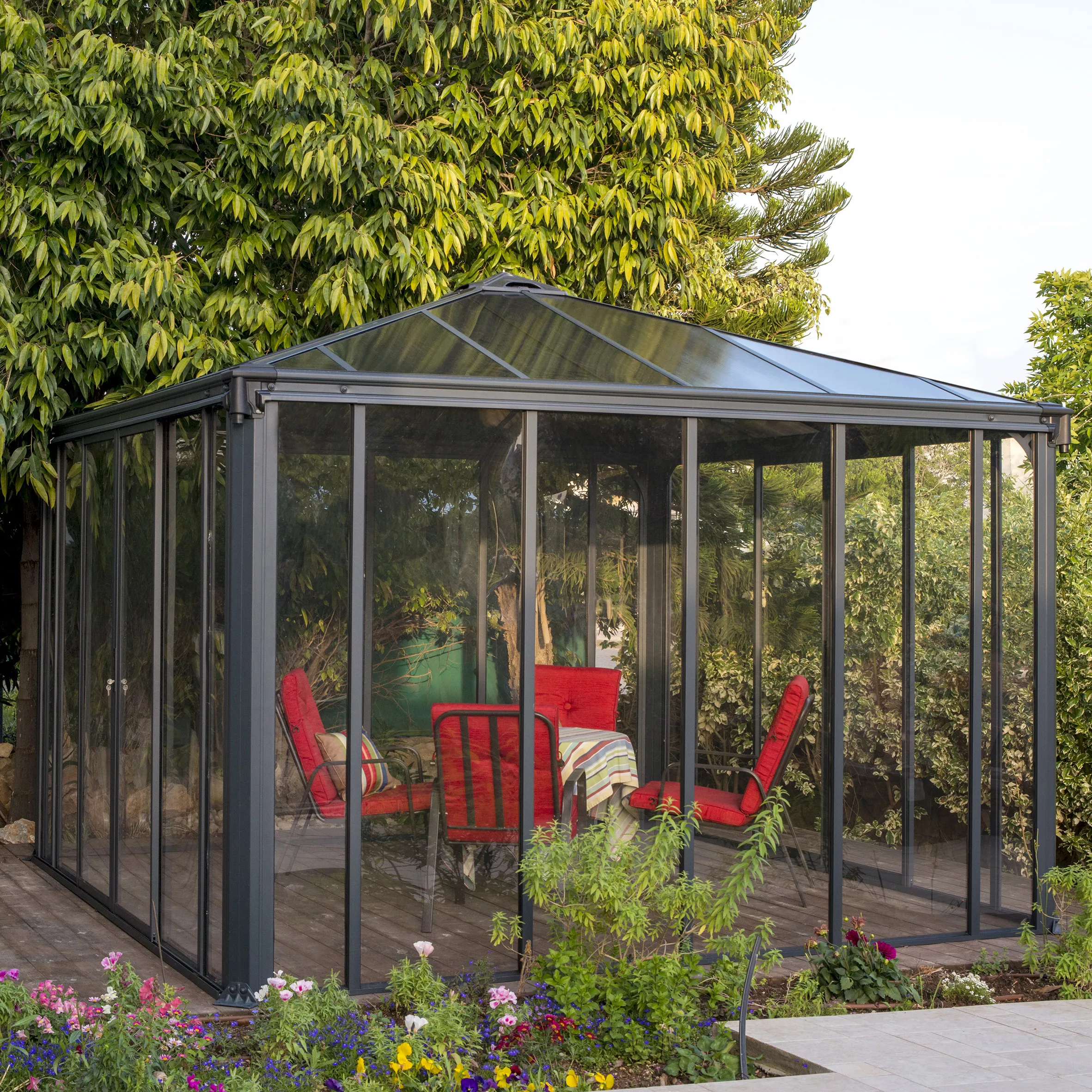 Palram - Canopia Ledro Grey Rectangular Gazebo, (W)3.6m (D)3.6m - Assembly Required 1 Palram - Canopia Ledro Grey Rectangular Gazebo, (W)3.6m (D)3.6m - Assembly Required