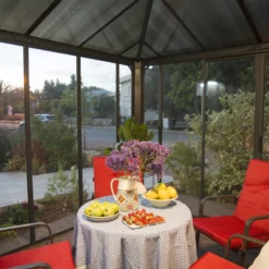 Palram - Canopia Ledro Grey Rectangular Gazebo, (W)4.3m (D)2.96m - Assembly Required -Garden Care Shop palram canopia ledro grey rectangular gazebo w 4 3m d 2 96m assembly required7290108139648 03i bq