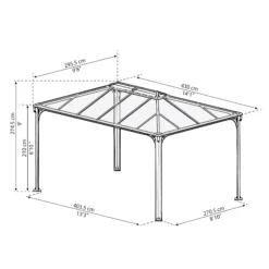 Palram - Canopia Martinique Grey Rectangular Gazebo, (W)4.3m (D)2.96m - Assembly Required -Garden Care Shop palram canopia martinique grey rectangular gazebo w 4 3m d 2 96m assembly required7290108130249 01t bq