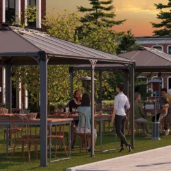 Palram - Canopia Martinique Grey Rectangular Gazebo, (W)4.93m (D)3.59m - Assembly Required -Garden Care Shop palram canopia martinique grey rectangular gazebo w 4 93m d 3 59m assembly required7290108136234 03i bq