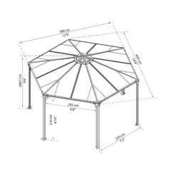 Palram - Canopia Monaco Grey Hexagonal Gazebo, (W)4.5m (D)3.9m - Assembly Required -Garden Care Shop palram canopia monaco grey hexagonal gazebo w 4 5m d 3 9m assembly required7290108130232 01t bq