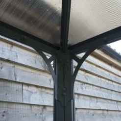 Palram - Canopia Monaco Grey Hexagonal Gazebo, (W)4.5m (D)3.9m - Assembly Required -Garden Care Shop palram canopia monaco grey hexagonal gazebo w 4 5m d 3 9m assembly required7290108130232 06i bq