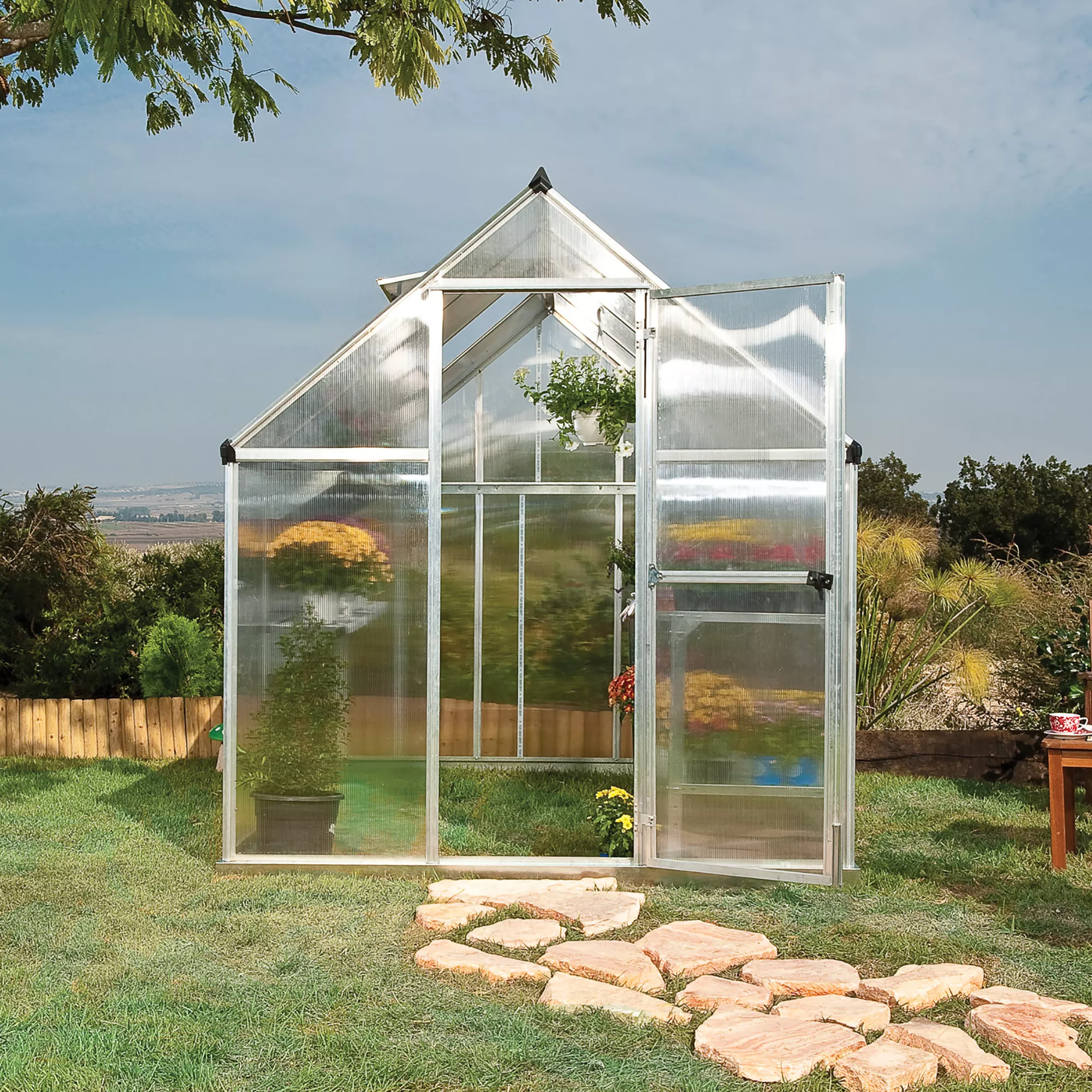 Palram - Canopia Mythos Silver 6x8 Greenhouse 2 Palram - Canopia Mythos Silver 6x8 Greenhouse - Image 2