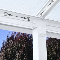Palram - Canopia Olympia White Non-retractable Awning, (L)8.6m (H)3.05m (W)2.95m -Garden Care Shop palram canopia olympia white non retractable awning l 8 6m h 3 05m w 2 95m7290108134346 02i bq