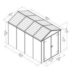 Palram - Canopia Rubicon 6x10 Apex Dark Grey Plastic Shed With Floor -Garden Care Shop palram canopia rubicon 6x10 apex dark grey plastic shed with floor7290108603415 01t BQ