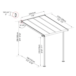 Palram - Canopia Sierra Grey Non-retractable Awning, (L)2.25m (H)3m (W)2.28m -Garden Care Shop palram canopia sierra grey non retractable awning l 2 25m h 3m w 2 28m7290108131307 01t bq