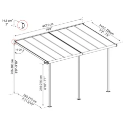 Palram - Canopia Sierra Grey Non-retractable Awning, (L)4.48m (H)3m (W)2.28m -Garden Care Shop palram canopia sierra grey non retractable awning l 4 48m h 3m w 2 28m7290108138535 01t bq