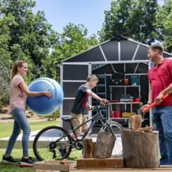 Palram - Canopia Yukon With Floor 11x9 Apex Dark Grey Plastic Shed With Floor -Garden Care Shop palram canopia yukon with floor 11x9 apex dark grey plastic shed with floor7290108137309 02i BQ