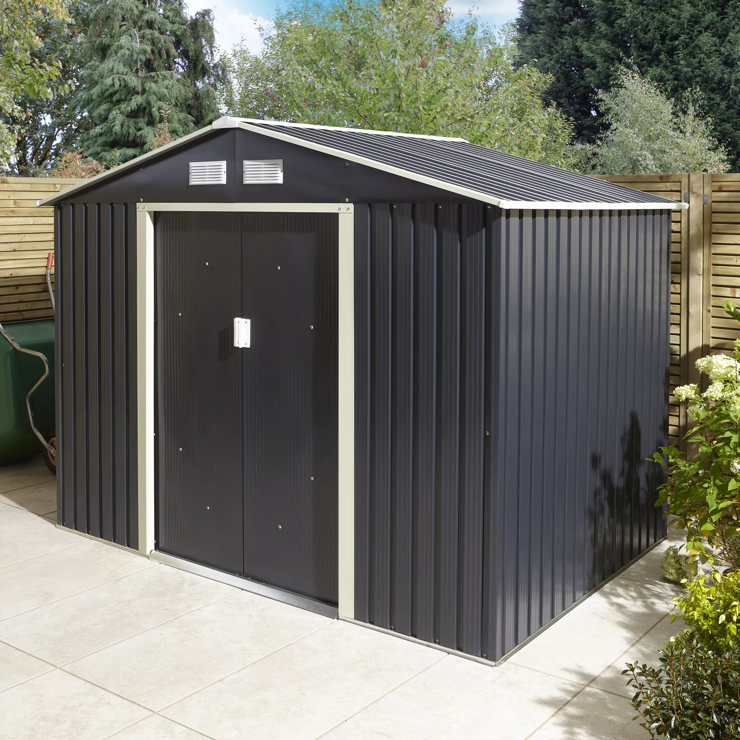 Rowlinson Trentvale 8x6 Apex Dark Grey Metal Shed 9 Rowlinson Trentvale 8x6 Apex Dark Grey Metal Shed - Image 9