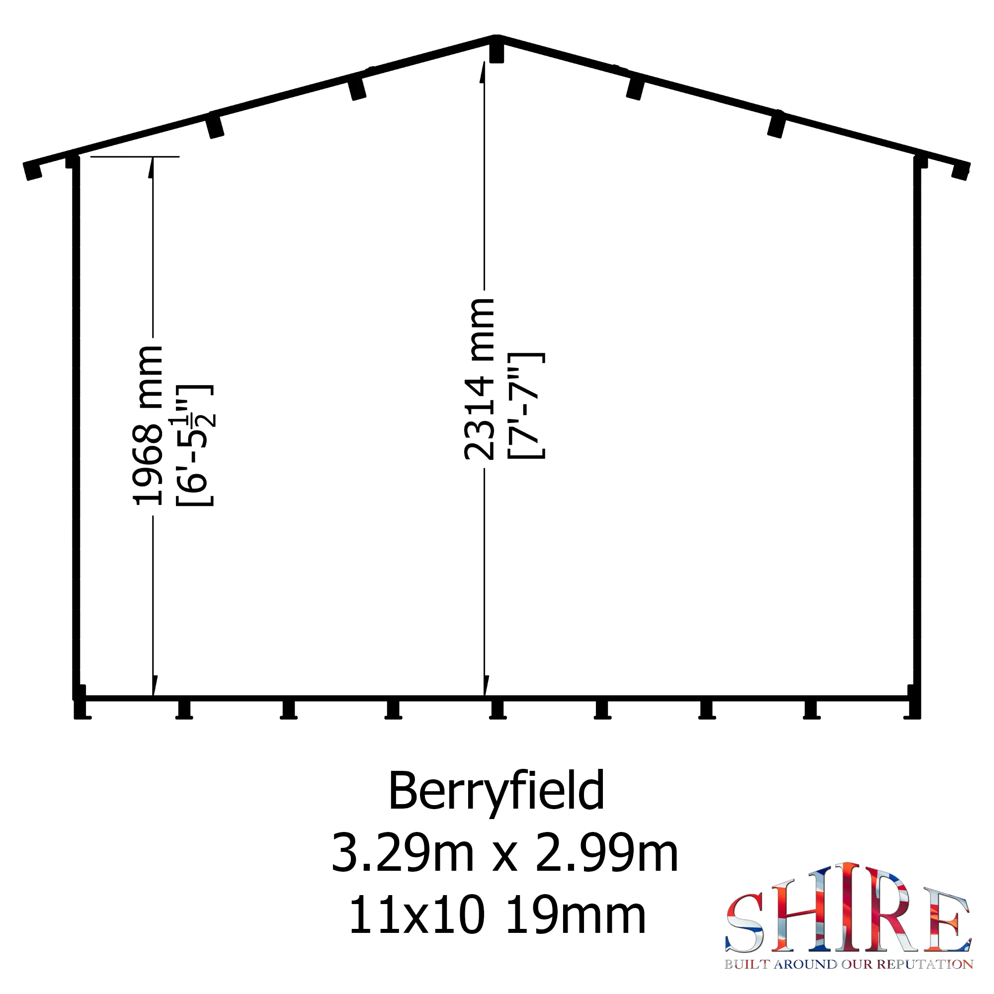 Shire Berryfield 11x10 Glass Apex Tongue & Groove Wooden Cabin - Base Not Included 5 Shire Berryfield 11x10 Glass Apex Tongue & Groove Wooden Cabin - Base Not Included - Image 5