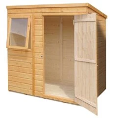 Shire Caldey 6x4 Ft Pent Shiplap Wooden Shed With Floor (Base Included)
