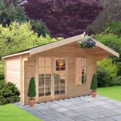 Shire Cannock 10x12 Ft Toughened Glass Apex Tongue & Groove Wooden Cabin With Felt Tile Roof -Garden Care Shop shire cannock 10x12 ft toughened glass apex tongue groove wooden cabin with felt tile roof5019804111343 03i bq