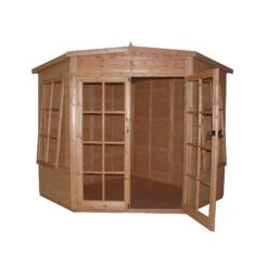 Shire Hampton 10x10 Glass Pent Shiplap Wooden Summer House - Base Not Included -Garden Care Shop shire hampton 10x10 glass pent shiplap wooden summer house base not included5019804008186 04c bq