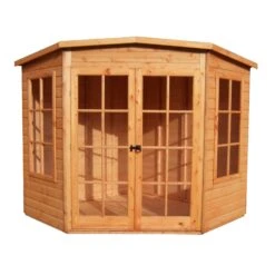 Shire Hampton 8x8 Toughened Glass Pent Shiplap Wooden Summer House - Base Not Included