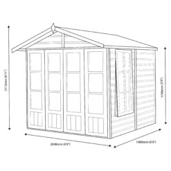 Shire Kensington 7x7 Toughened Glass Apex Shiplap Wooden Summer House - Base Not Included -Garden Care Shop shire kensington 7x7 toughened glass apex shiplap wooden summer house base not included5019804111183 03t