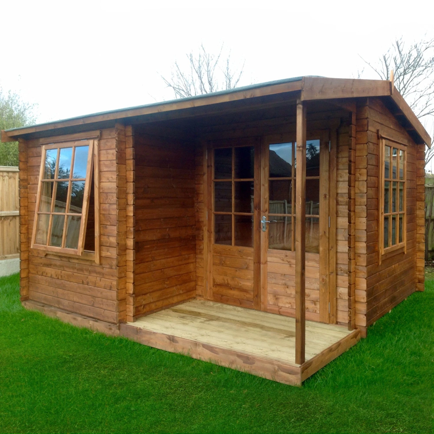 Shire Ringwood 12x16 Ft Toughened Glass Apex Tongue & Groove Wooden Cabin With Tile Roof - Assembly Service Included 1 Shire Ringwood 12x16 Ft Toughened Glass Apex Tongue & Groove Wooden Cabin With Tile Roof - Assembly Service Included
