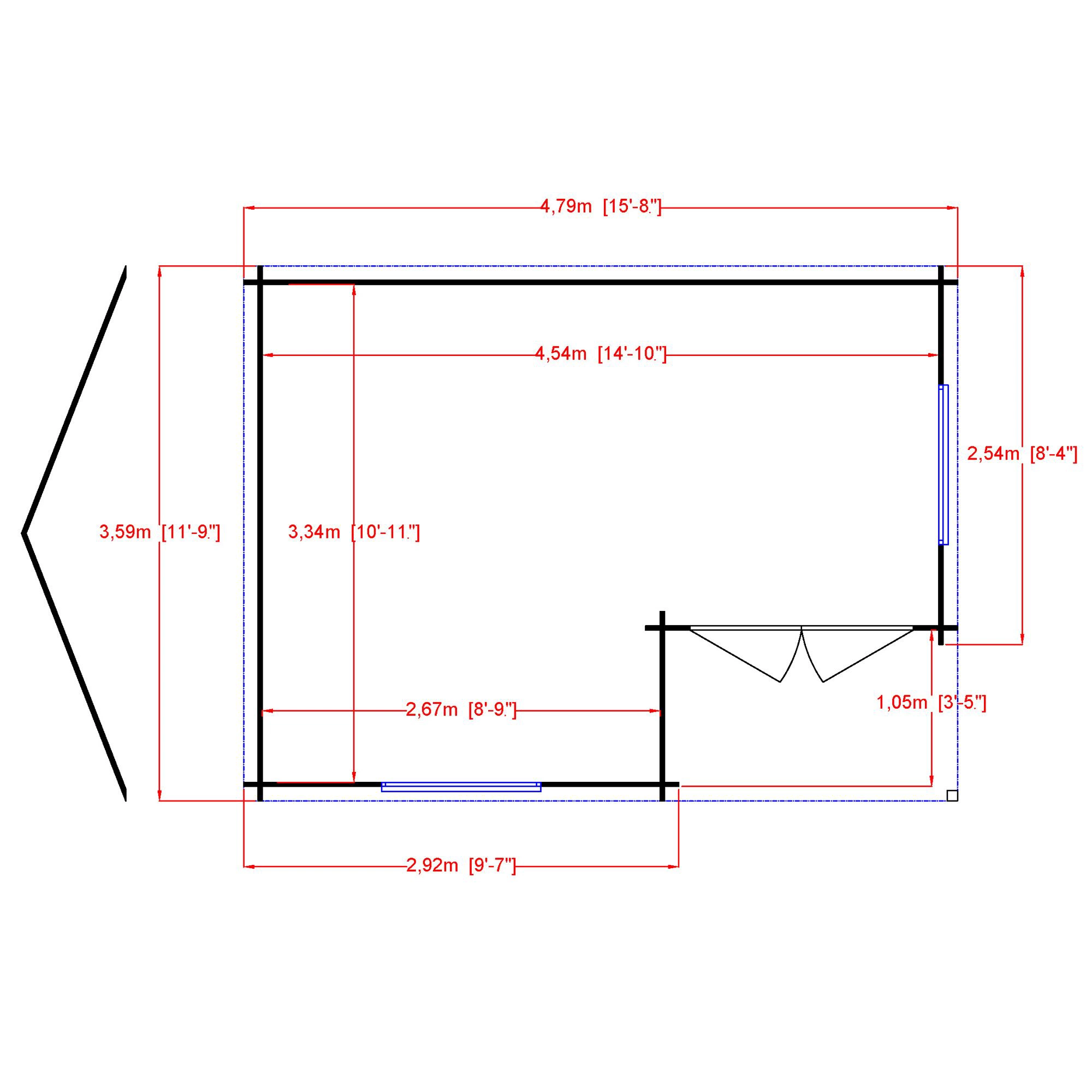 Shire Ringwood 12x16 Toughened Glass Apex Tongue & Groove Wooden Cabin - Assembly Service Included 2 Shire Ringwood 12x16 Toughened Glass Apex Tongue & Groove Wooden Cabin - Assembly Service Included - Image 2