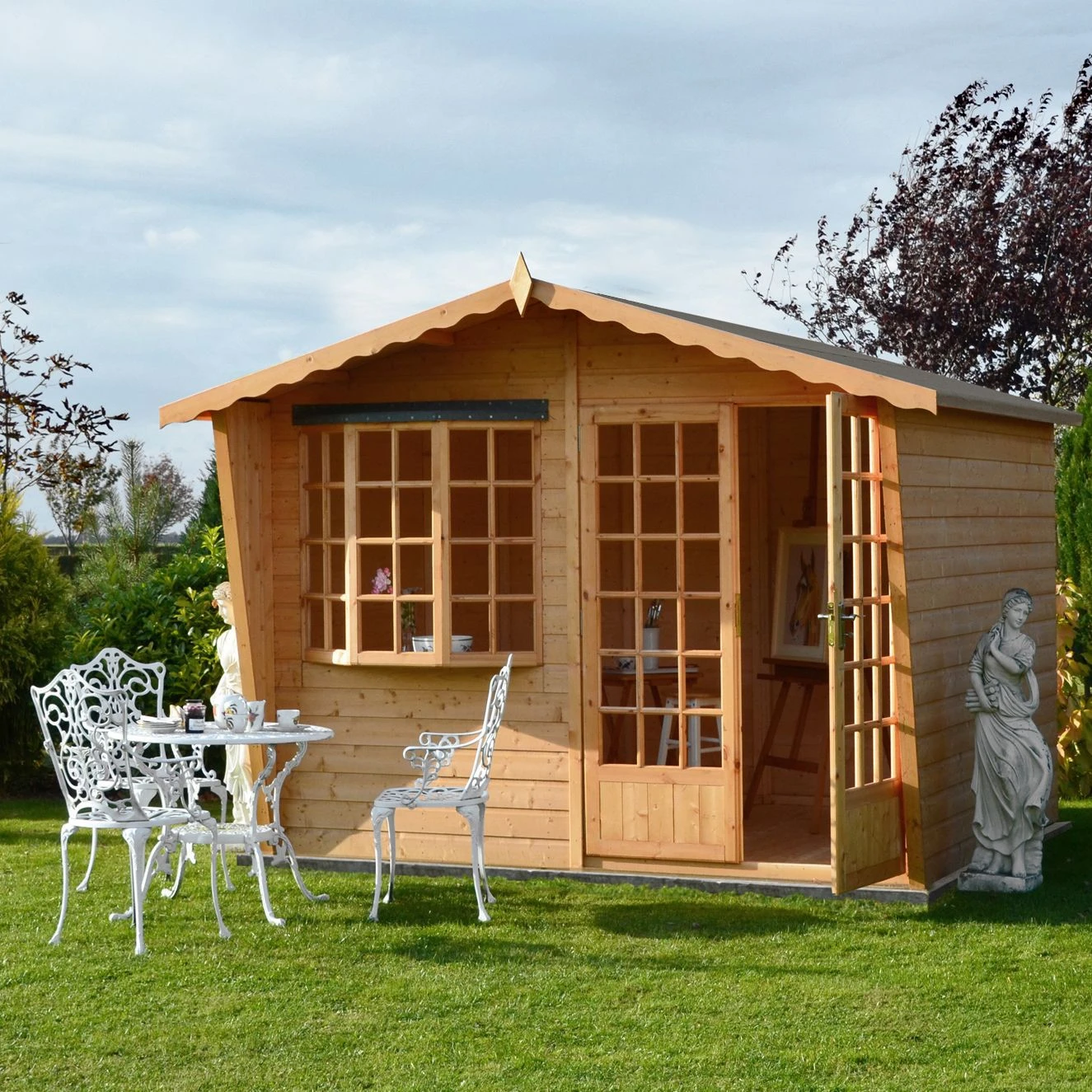 Shire Sandringham 10x8 Glass Apex Shiplap Wooden Summer House - Base Not Included 4 Shire Sandringham 10x8 Glass Apex Shiplap Wooden Summer House - Base Not Included - Image 4