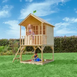 TP Toys 7.5x5 Hill Top Timber Tower Slide Playhouse Assembly Required -Garden Care Shop tp toys 7 5x5 hill top timber tower slide playhouse assembly required5021854803185 01i bq