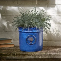 Verve Barcău Blue Ceramic Round Plant Pot (Dia)20cm -Garden Care Shop verve barcau blue ceramic round plant pot dia 20cm5059340327754 01i