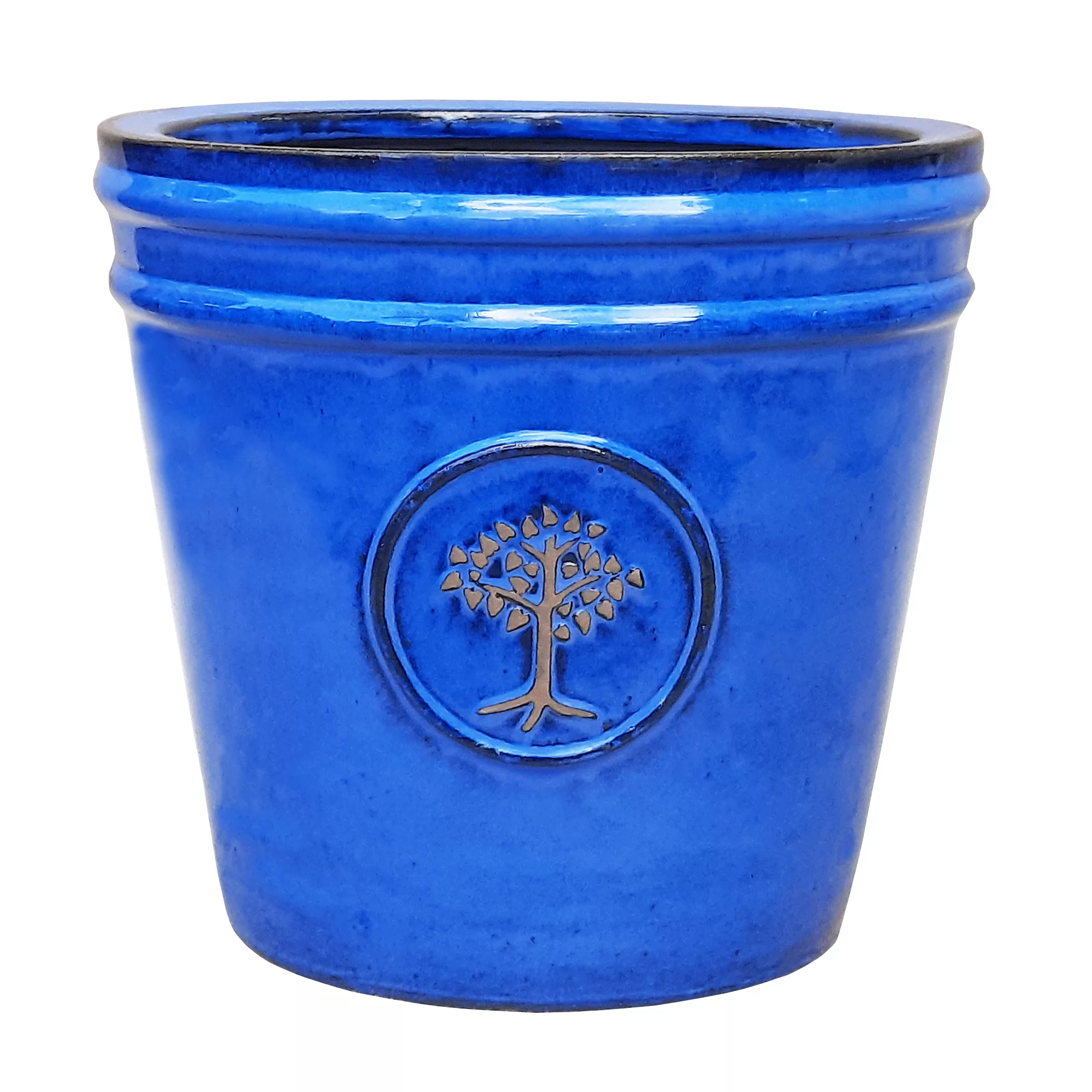 Verve Barcău Blue Ceramic Round Plant Pot (Dia)40cm 1 Verve Barcău Blue Ceramic Round Plant Pot (Dia)40cm