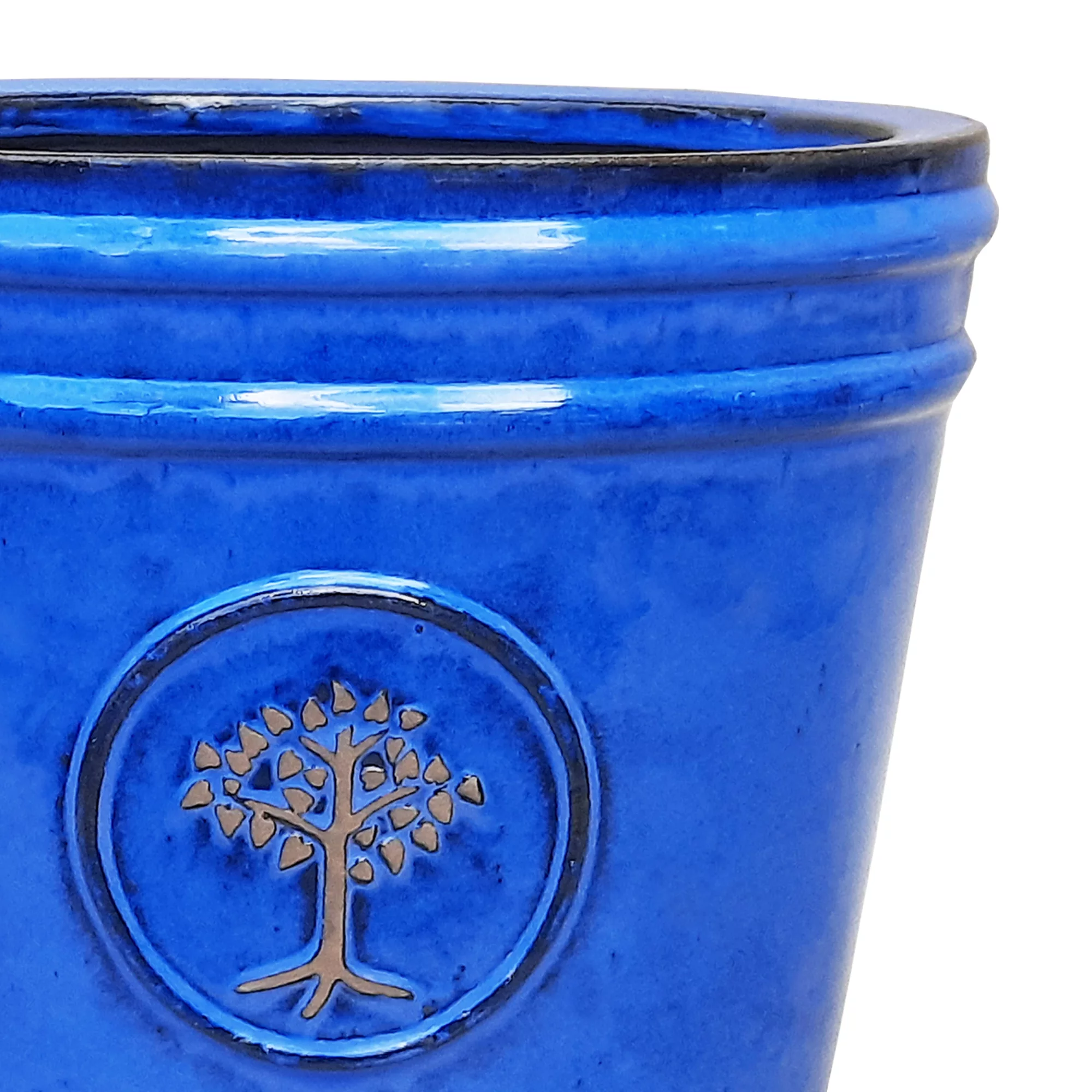 Verve Barcău Blue Ceramic Round Plant Pot (Dia)40cm 2 Verve Barcău Blue Ceramic Round Plant Pot (Dia)40cm - Image 2